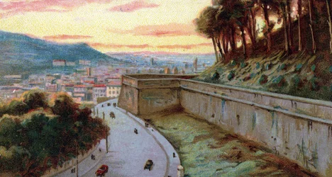 View of the walls of Viale Vaticano, Vatican City State and Rome, Italy (1930s)