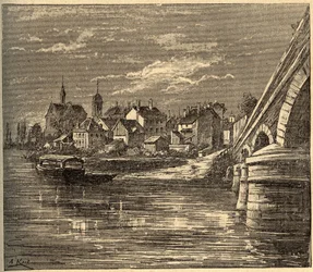Vouziers - Ardennes - France - engraving in “PATRIE” - DESCRIPTION PICTURESQUE OF FRANCE IN 6 VOLUMES BY LUCIEN HUARD - end 19th century