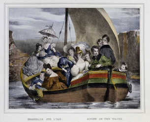 Walk on the water - lithography, early 19th century