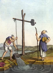 Water Irrigation System in China - in Le costume ancien et moderne by J. Ferrario, ed. Milan