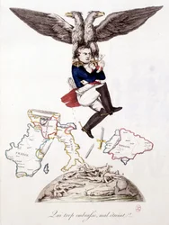 Who too embraces badly embraces: after sowing death throughout Europe, Napoleon joins the island of Elba, carried by an eagle - in 