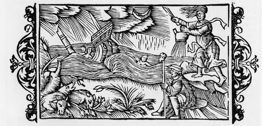 Wizard dispelling a Tempest - in Historia de Gentibus Septentrionalibus (History of the peoples of the North) by Olaus Magnus, Rome 1555