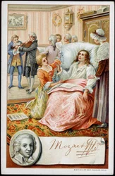 Wolfgang Amadeus Mozart (1756-1791) in the last days of his life. Chromolithography of the 19th century