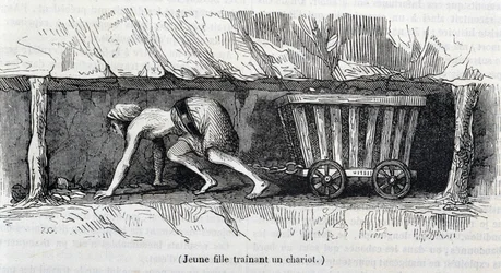 Young girl working in the coal mines in England