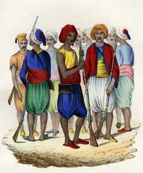 Zouaves, indigenous tirailleurs of the French army of Africa, trained in 1830. In 