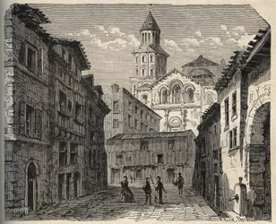 Cathedrale Saint-Front - Perigueux - Dordogne - France - engraving in 