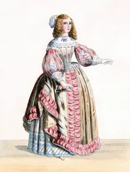 Portrait of Catherine de Braganza (1638-1705), Queen consort of King Charles II of England. engraving of 1860