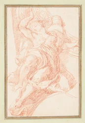 Ceiling detail of figure and decorative motif, ca. 1759–70