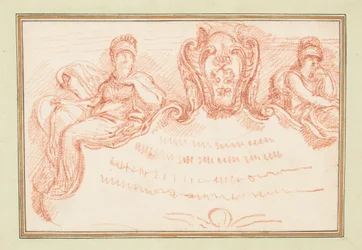 Ceiling Detail with Two Seated Figures and Escutcheon