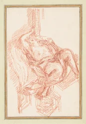 Drawing, Ceiling Detail with Winged Male Figure, ca. 1759–70