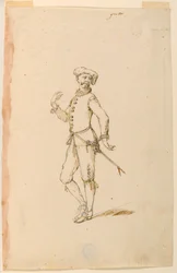 Drawing, Costume Design: A Captain for a Ballet, ca. 1720