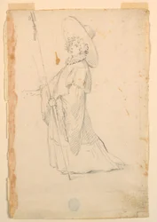 Costume Design: A Girl in Fantastical Attire for a Ballet, ca. 1720