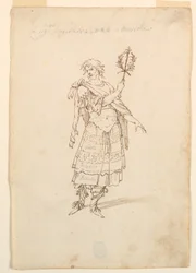Drawing, Costume Design: Valor and Music for a Ballet, ca. 1720