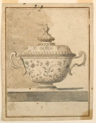 Drawing, Covered Ceramic Dish, 1750–90