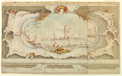 Decorative Cartouche with a Landscape, ca. 1770