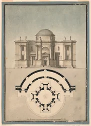 Design for a Classical Temple with a Tempietto and Semicircular Aedicule, ca. 1780
