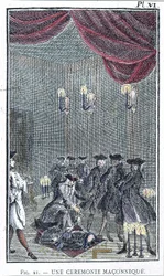 A Masonic Ceremony - after an engraving from the collection “Order of the Betrayed Freemasons” by Father Perau