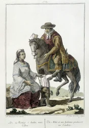 A Métis and an Indian Give Birth to a Cauillote - Engraving