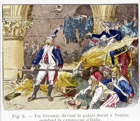 A bivouac in front of the ducal palace in Venice during the Italian campaign