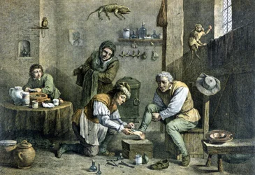 A country doctor caring for one of his patients