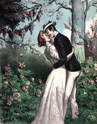 A couple of lovers giving themselves a kiss
