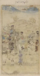 A Group of Men and Horses