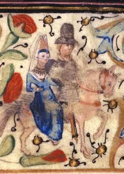 A knight and his lady: French illumination of the 14th century from a manuscript by Petrarch. Biblioteca comunale di Rimini