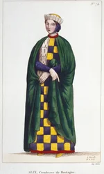 Alix de Thouars, Countess of Brittany, daughter of Guy de Thouars, Duke of Brittany. Engraving from 1830