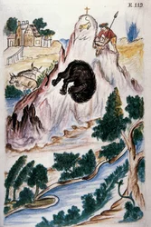 Bear hunting, from the book "Trujillo del Peru" or "Codex Martínez Compañón", by Baltazar Martinez Compañón y Bujanda, bishop of Trujillo (1782-1785)