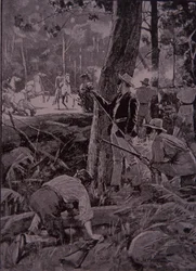 Bushrangers, Australian outlaws, rob a gold escort
