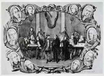 Café Procope in Paris in the 18th Century with Buffon, Gilbert, Diderot, D