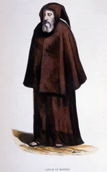 Capuchin in coat (engraving from an album on religious orders)