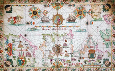 Chart of the western Mediterranean showing the north African and Spanish coasts, and the Atlantic