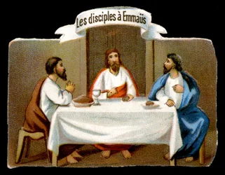 Christ rescues the disciples of Emmaus. 19th century chromolithography