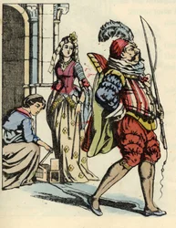 Cinderella frees the mice that transform into horses and a rat that transforms into a coachman. Illustration of Charles Perrault