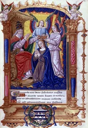 Coronation of the Virgin, Latin text, book of hours