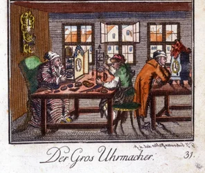 Crafts: The Clock Maker in His Workshop. In 