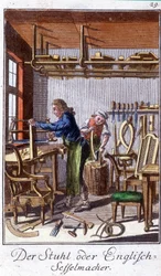 Crafts: the manufacturer of chairs in his workshop. In 