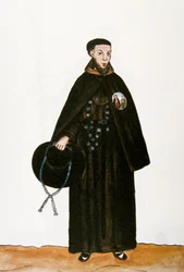 Daily life and customs of Peru: representation of a monk of the Franciscan order