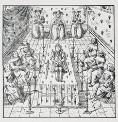 Death of Charles IX on 30 May 1574 at 24 Years - in Collection of 39 Figures Representing the Calamities of France from 1562 to 1586 by Louis Perrin Imprimerie