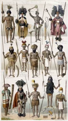 Different costumes of Warriors of Oceania.