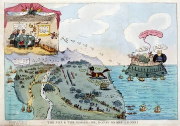English Cartoon about Napoleon Bonaparte - in Napoleon I, Caricatures, Dummy Collection. 1814 - 1815. B.H.V.P.