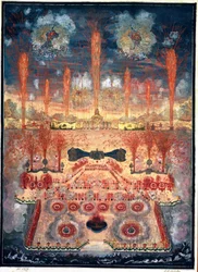 Fireworks and Illuminations on 16 June 1744 in Moscow (Russia). Mid-18th century. Rococo art. State Historical Museum, Moscow.