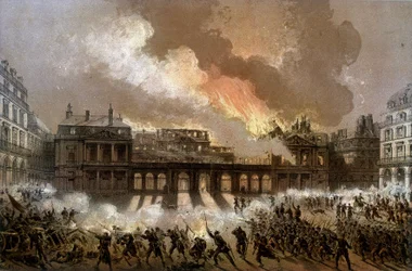 Fire of the Royal Palace on 24 May 1871 - lithography, late 19th century