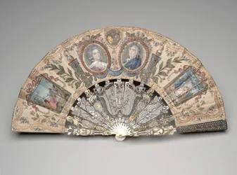 Folding fan with portrait medallions of Marie Antoinette and Louis XVI, after 1786