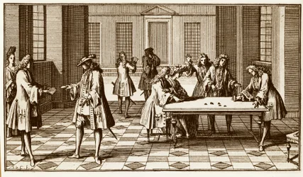 Game room in the 18th century - Engraving by Sebastien Le Clerc in 