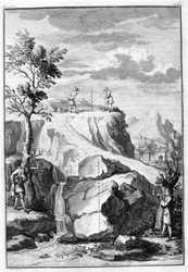 Geometrists measuring - engraving from “De Architectura Libri X” by Leon Battista Alberti, printed in London at Th. Edlin in 1739