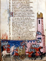 Gestures song: battle scene near a fortified city. Charlemagne