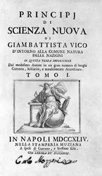 Giambattista Vico. Also called Giovanni, Gian Battista, Jean Baptiste or Jean-Baptiste. Frontispiece of La Scienza Nuova