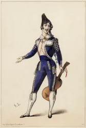 Giorgio Ronconi in role of Figaro in Gioacchino A. Rossini
